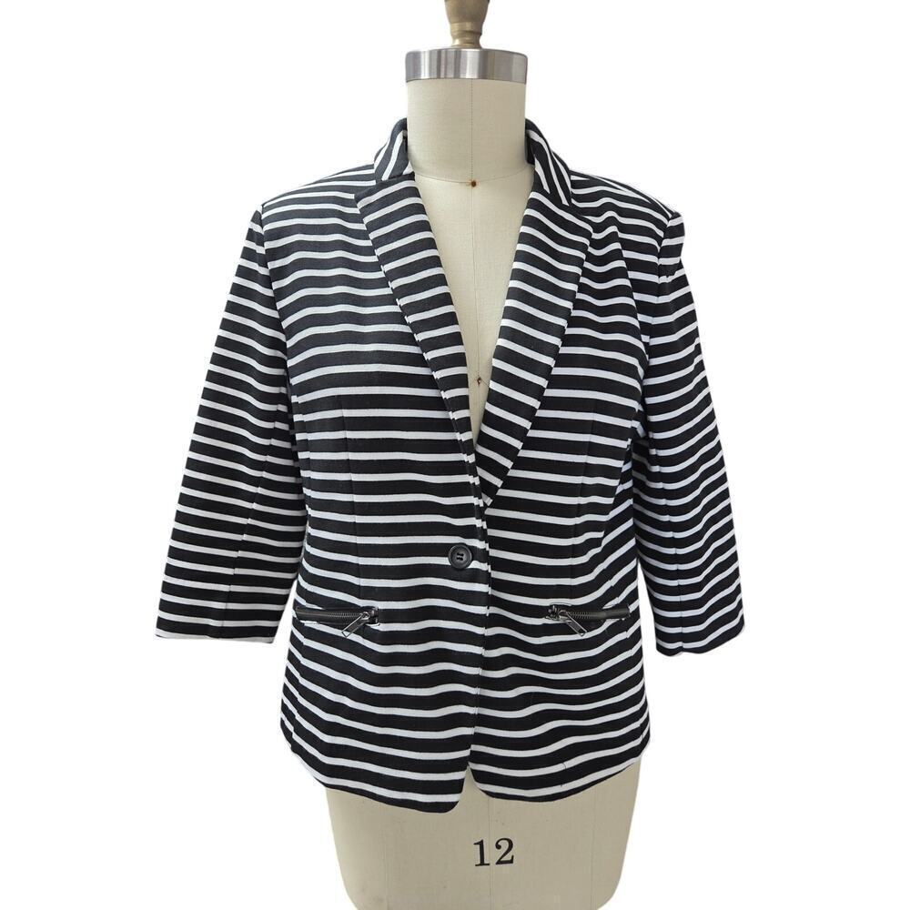 Christian Siriano Black & White Stripe Blazer Sz XL